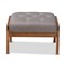 Baxton Studio Naeva Mid-Century Grey Upholstered Walnut Finished Wood Footstool 160-9946 - alternate 2